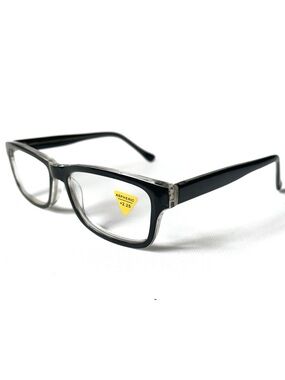 NWT +2.25 Reading Glasses  Rectangular Black Clear Geek Unisex Nerd Horn Rimmed
